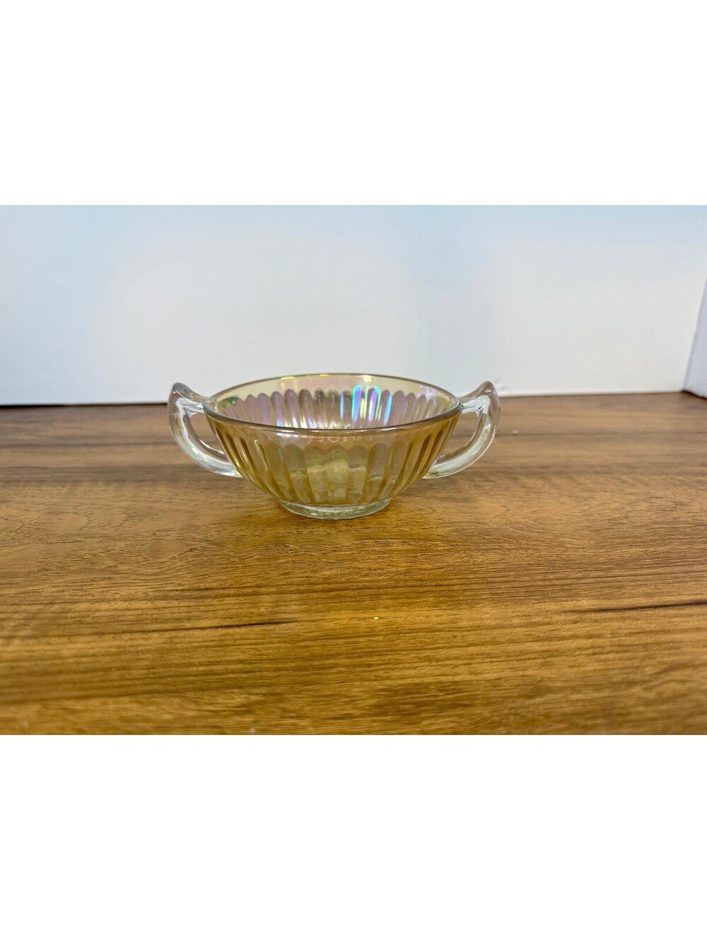 Vintage Amber Marigold Carnival Glass Two-Handled Bonbon Dish